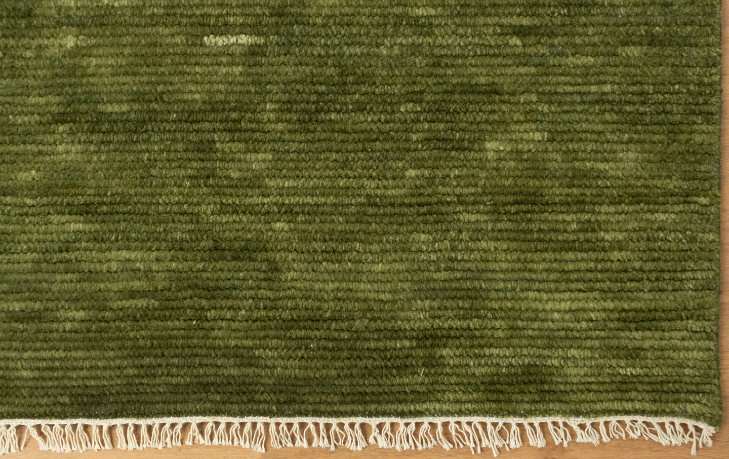Solid Green Plane Hand Knotted wool Rug